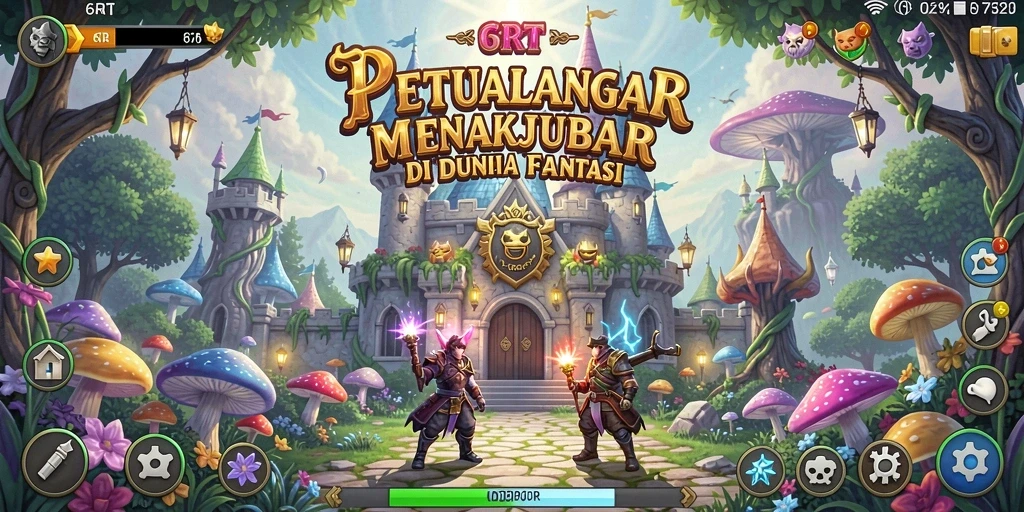 Tampilan gameplay menarik dari 6RT dengan berbagai karakter petualangan.