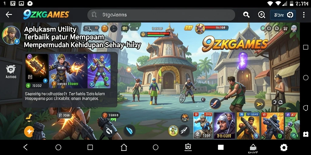 Screenshot utama 9ZKGAMES menunjukkan antarmuka aplikasi Utility yang user-friendly.