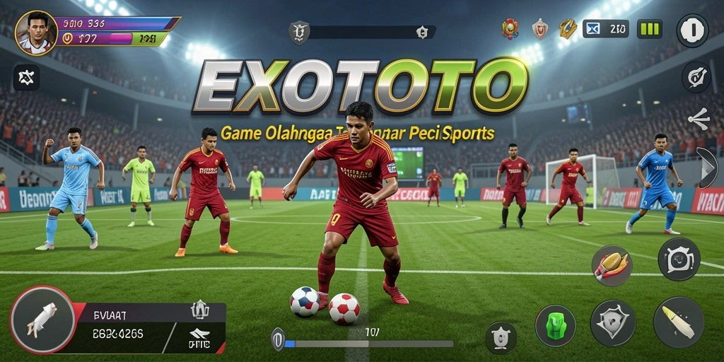 Tangkapan layar utama EXOTOTO menampilkan aksi seru dalam pertandingan olahraga.