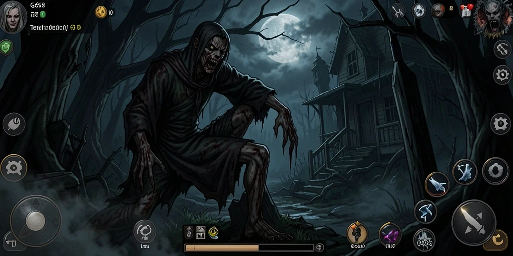 Tangkapan layar dari gameplay G668 yang menegangkan dan menyeramkan.