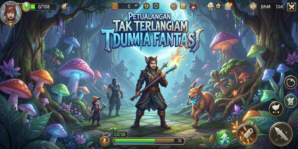 Tangkapan layar menampilkan aksi seru dalam permainan petualangan GT108.