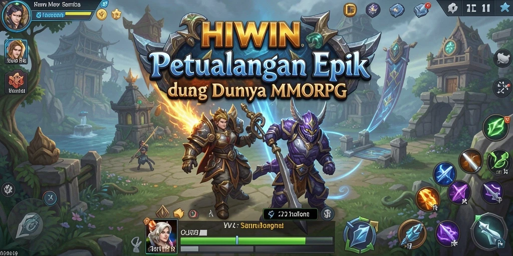 Screenshot HIWIN menunjukkan pertarungan epik dalam dunia MMORPG.