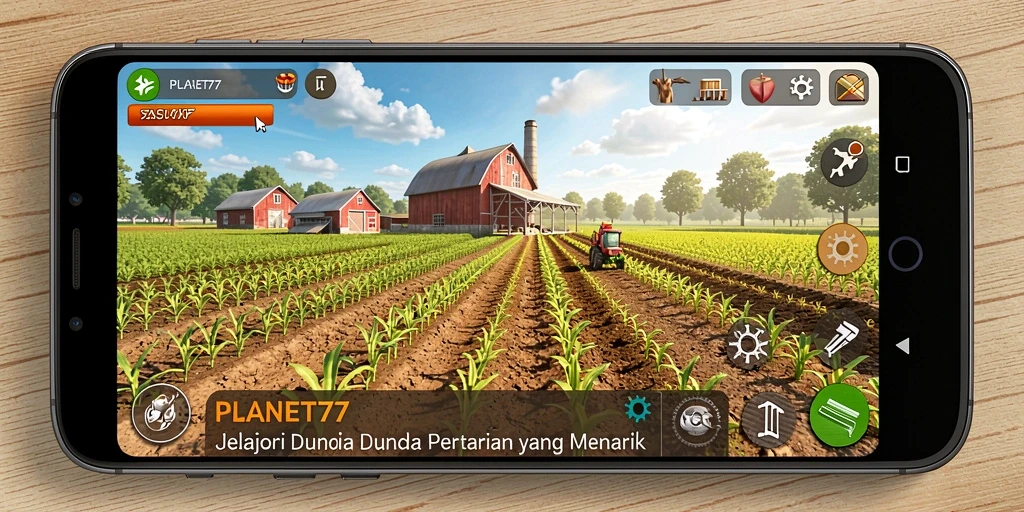 Tampilan gameplay menarik di <strong>PLANET77</strong>, memperlihatkan aktivitas bertani yang seru.