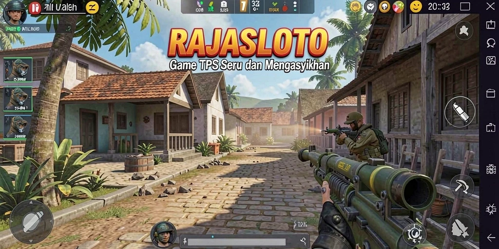 Tampilan gameplay menarik di RAJASLOTO dengan aksi tembak-menembak.