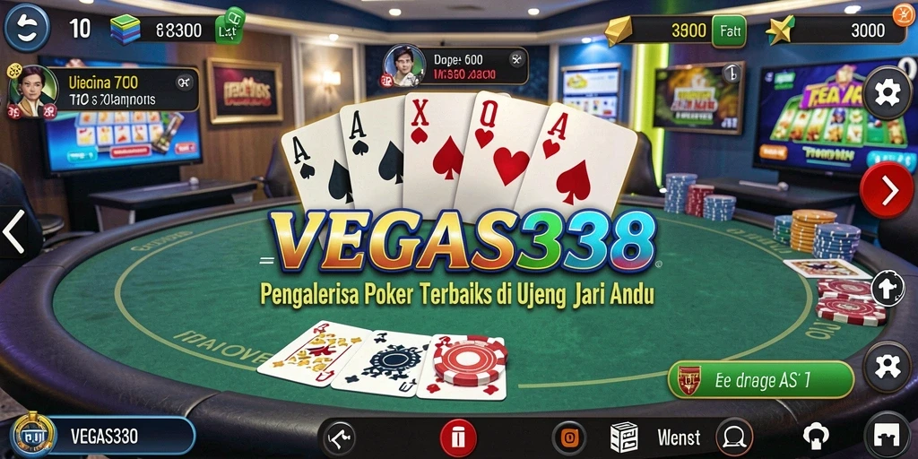 Tampilan gameplay Poker yang mendebarkan di VEGAS338.